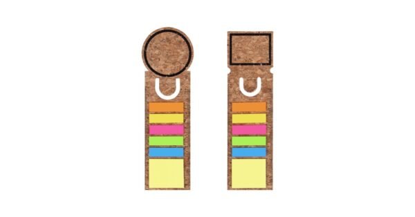 S100 MATILDA cork bookmark with sticky notes and colorful page markers- group