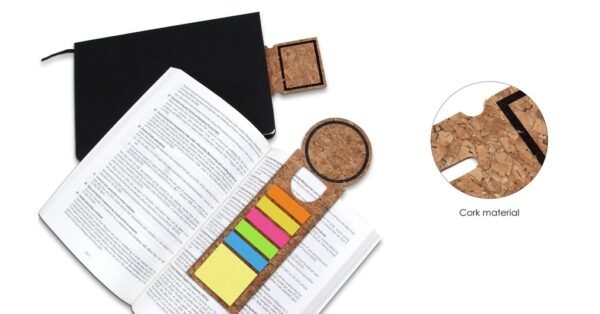 S100 MATILDA cork bookmark with sticky notes and colorful page markers- product detail