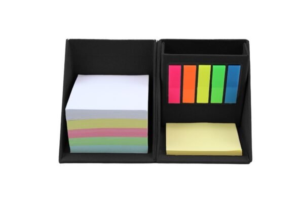 S115M THE CUBE sticky memo cube box with colorful notes and page markers- Black