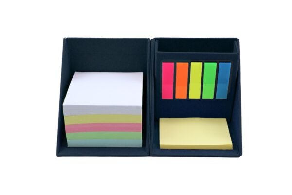 S115M THE CUBE sticky memo cube box with colorful notes and page markers- brown- Blue