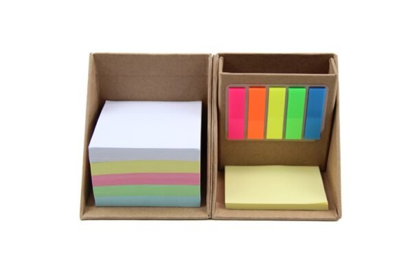 S115M THE CUBE sticky memo cube box with colorful notes and page markers- Brown