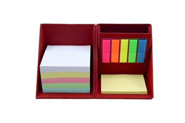 S115M THE CUBE sticky memo cube box with colorful notes and page markers- Red