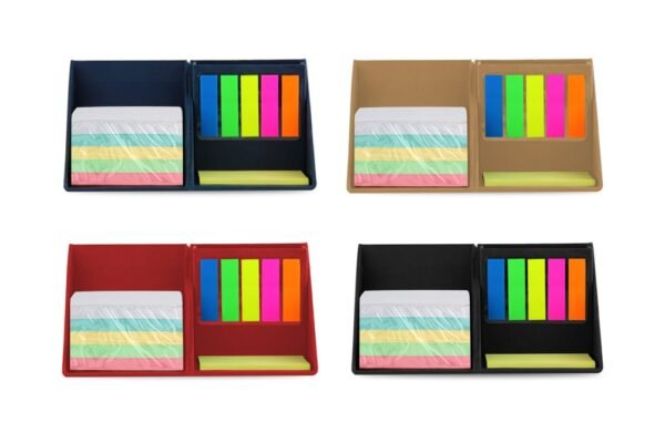 S115M THE CUBE sticky memo cube box with colorful notes and page markers- Group