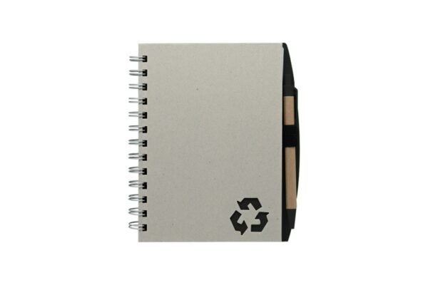Recycled notebook with eco pen and pen loop for sustainable writing- Black