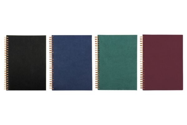 Wire-O notebook with copper binding and lined pages in textured cover- Group