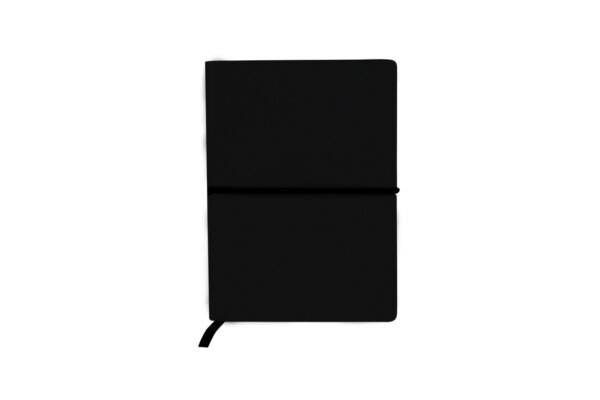 Pocket journal with dotted pages and elastic strap in soft PU cover- Black