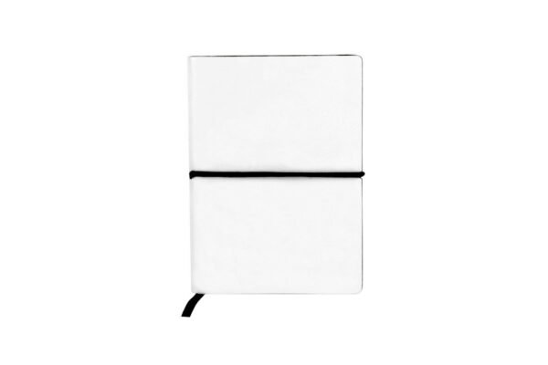 Pocket journal with dotted pages and elastic strap in soft PU cover- white