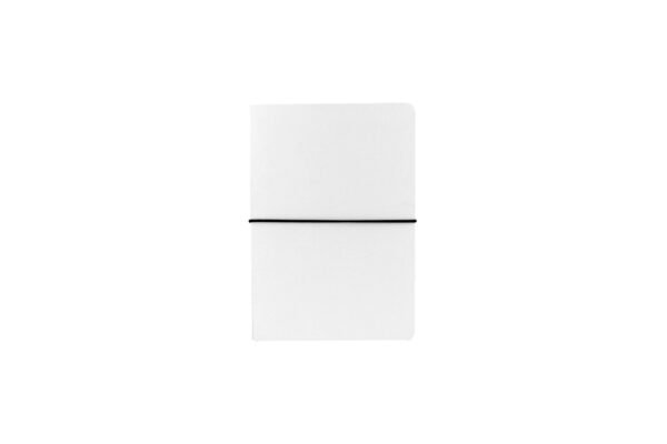 Dual paper notebook with lined and dotted pages in cardboard cover- front view