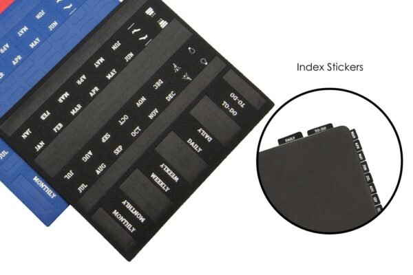 Infinity planner with pen loop and calendar pages in PU leather cover- index sticker