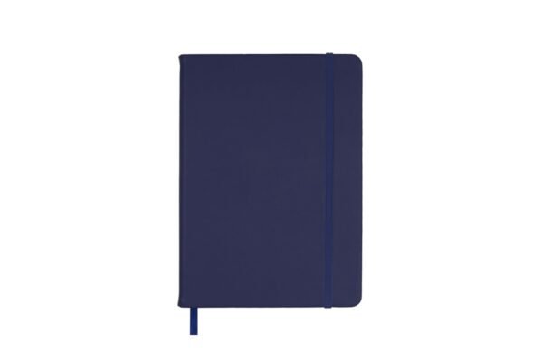 PU leather notebook with elastic strap and bookmark in sleek cover design- Blue