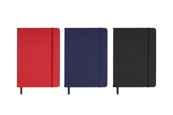 PU leather notebook with elastic strap and bookmark in sleek cover design- Group