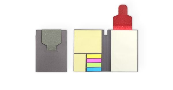 S145 BEETLE eco sticky note set with pads and page markers in compact notepad- detail