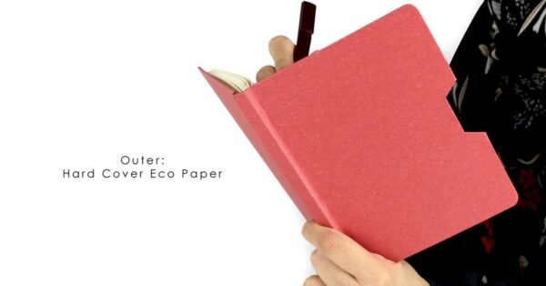 Eco notebook with pen loop and hard cover in compact design- hard cover eco paper