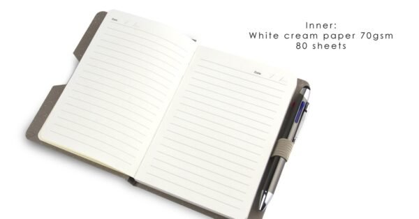 Eco notebook with pen loop and hard cover in compact design- inner