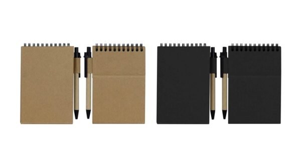 Eco notepad set with sticky notes and pen in kraft paper cover- group