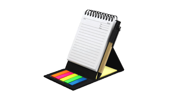 Eco notepad set with sticky notes and pen in kraft paper cover- product detail