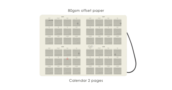 Eco infinity planner with habit tracker and calendar in recycled greyboard cover- inner