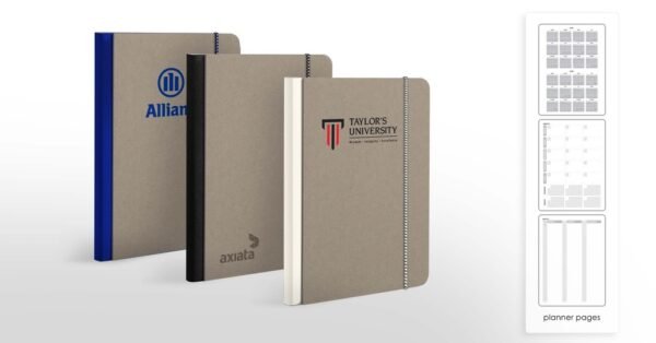 Eco infinity planner with habit tracker and calendar in recycled greyboard cover- with logo