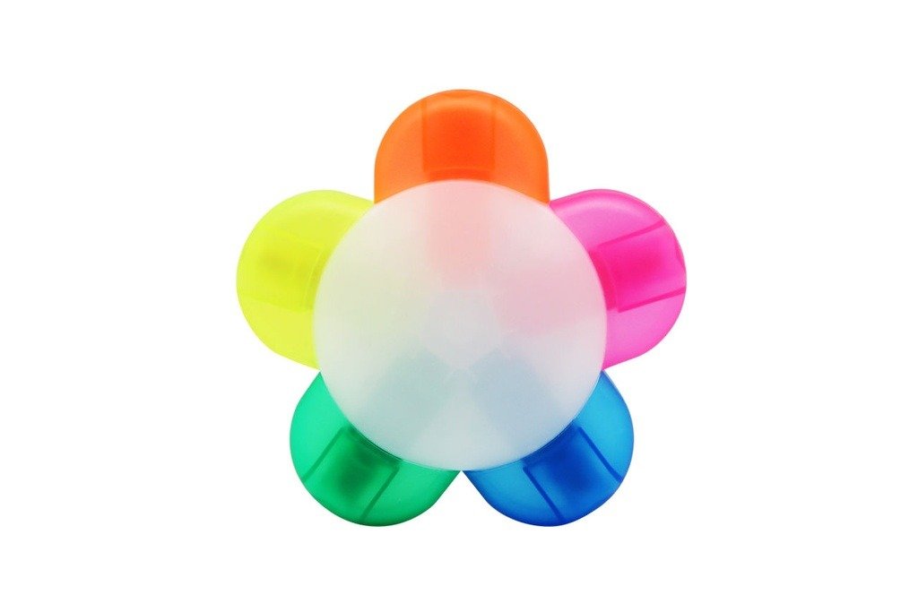 S35 PENTA flower shaped highlighter with five vibrant ink colors- front view