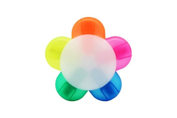 S35 PENTA flower shaped highlighter with five vibrant ink colors- white