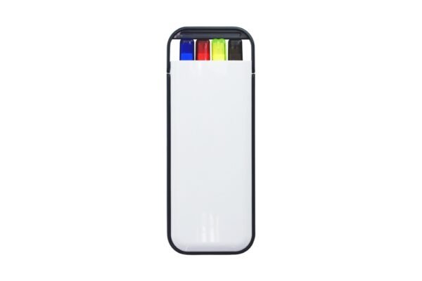 S71P PAL 5-in-1 compact stationery set with ball pens, pencil, and highlighter- Black