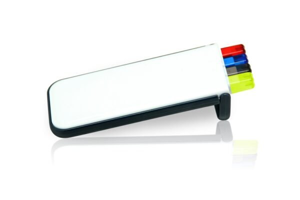 S71P PAL 5-in-1 compact stationery set with ball pens, pencil, and highlighter- side view