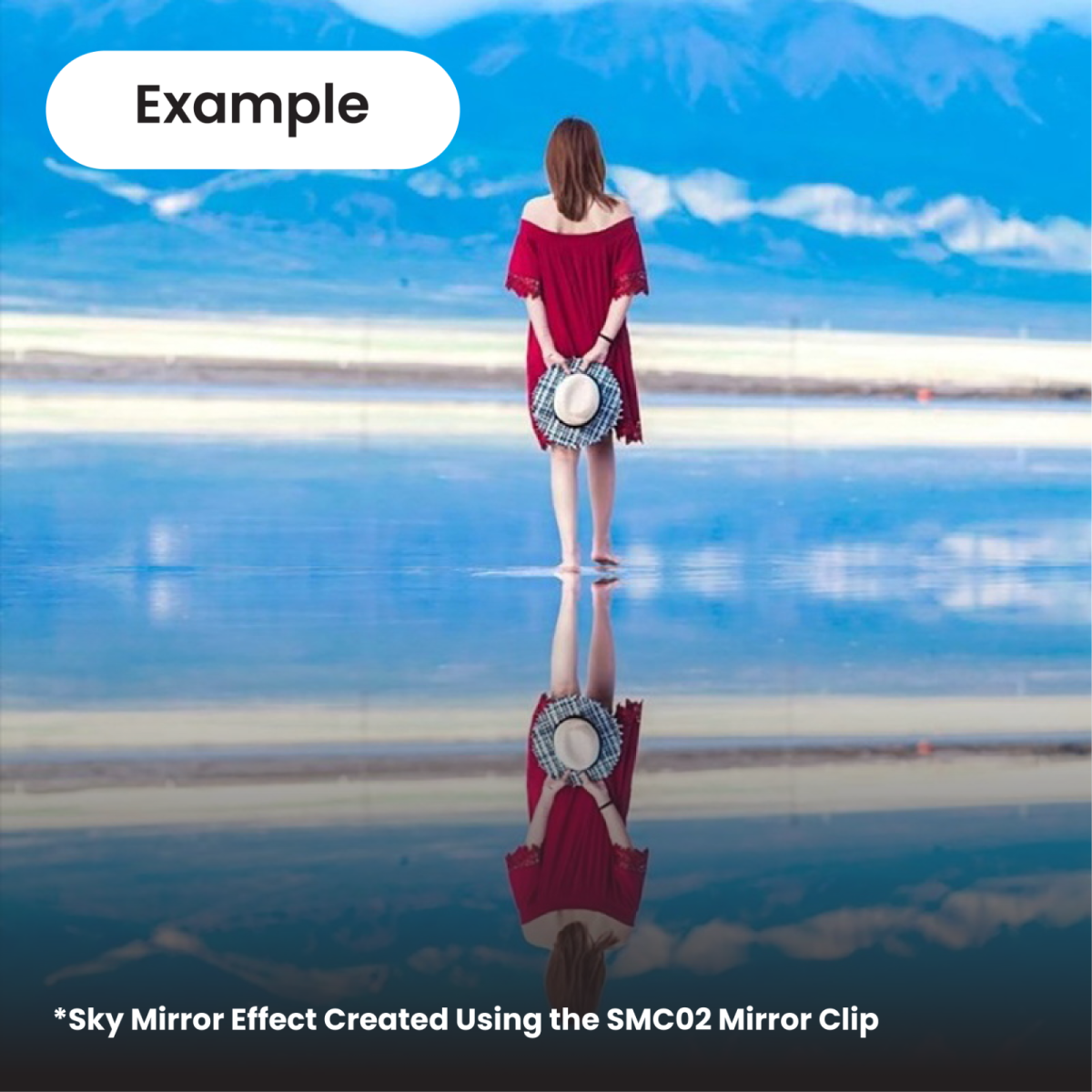 Black adjustable selfie mirror clip SMC02 with zip pouch for makeup or video call use - outdoor