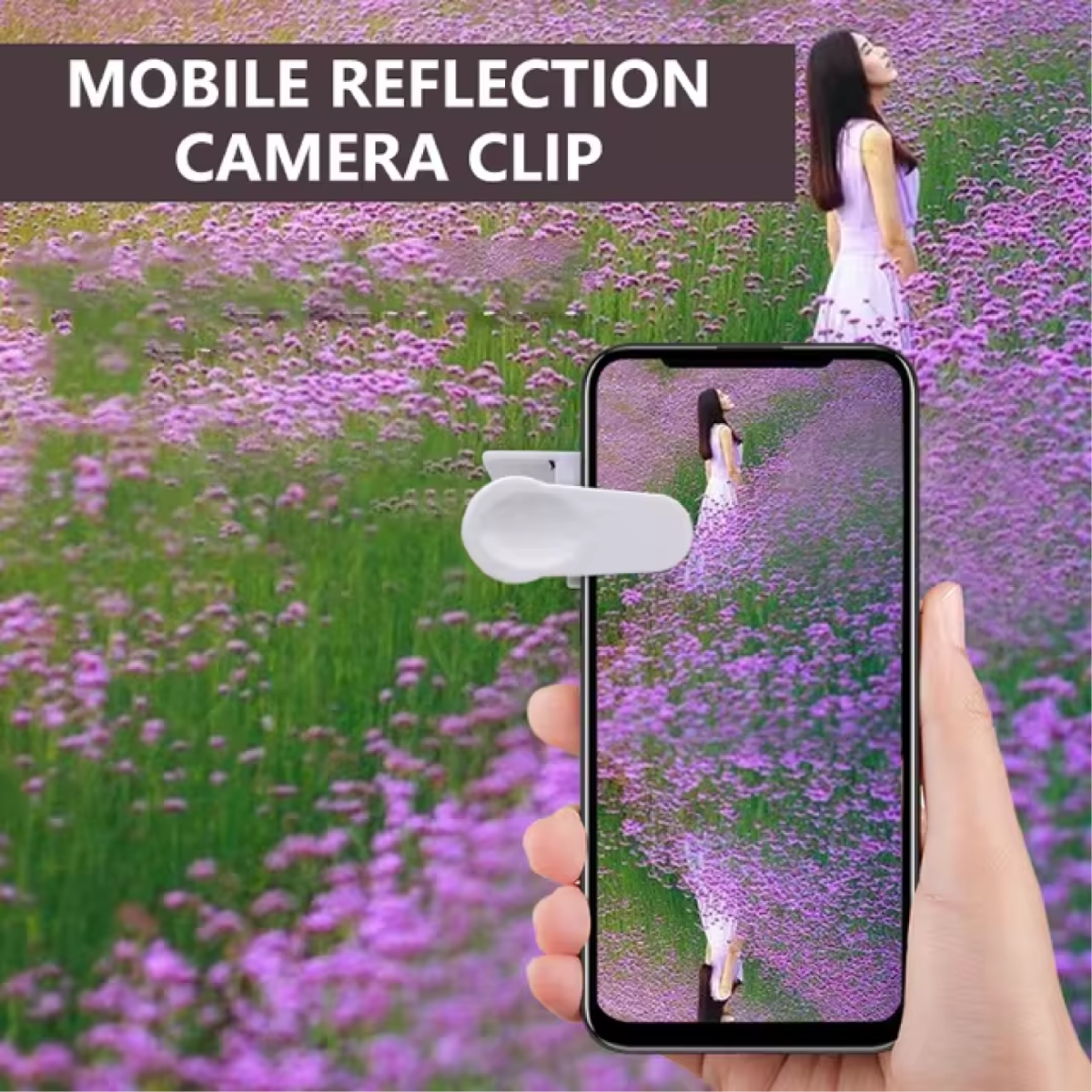 Black adjustable selfie mirror clip SMC02 with zip pouch for makeup or video call use - mobile