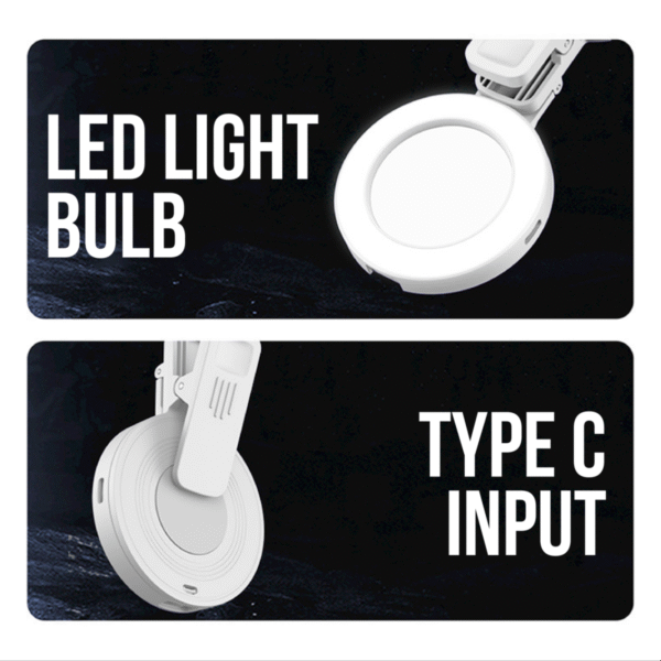 White selfie rear mirror clip SMC03 with built-in LED light for phones and makeup use - led light