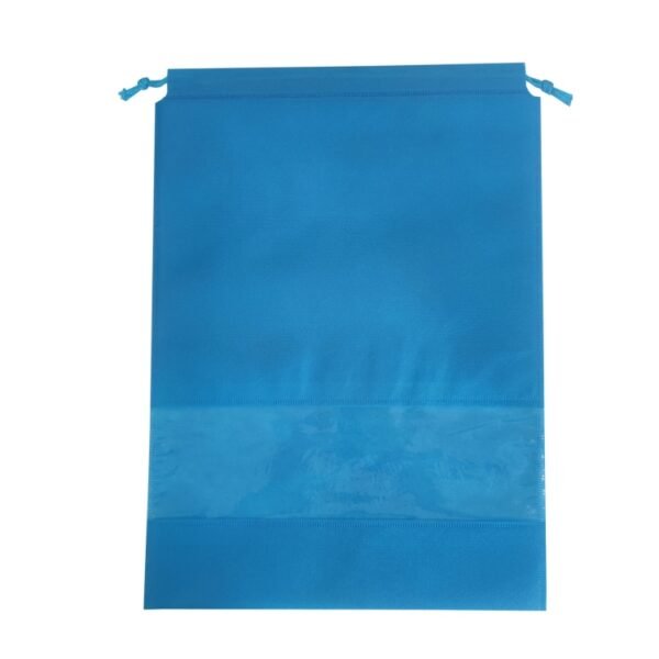 Blue drawstring shoe bags made of non-woven and PVC – Gogenius WB6816