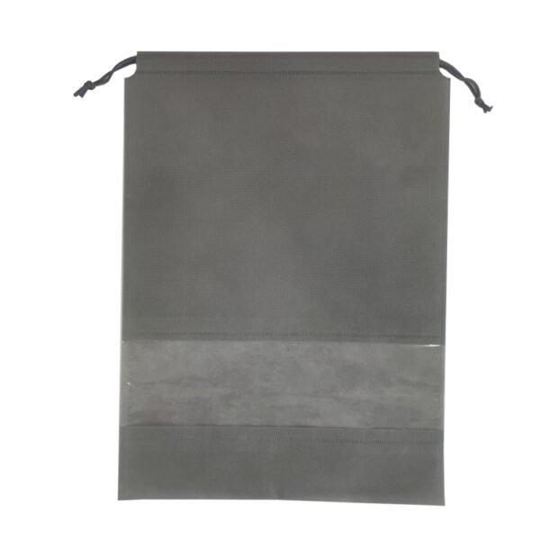 Grey drawstring shoe bags made of non-woven and PVC – Gogenius WB6816