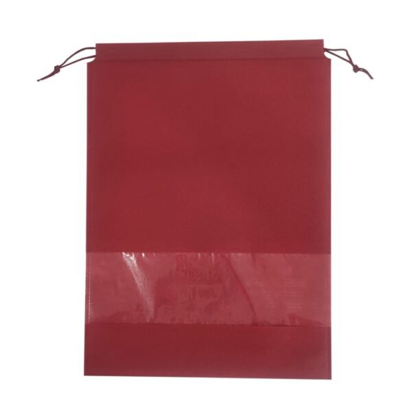 Maroon drawstring shoe bags made of non-woven and PVC – Gogenius WB6816