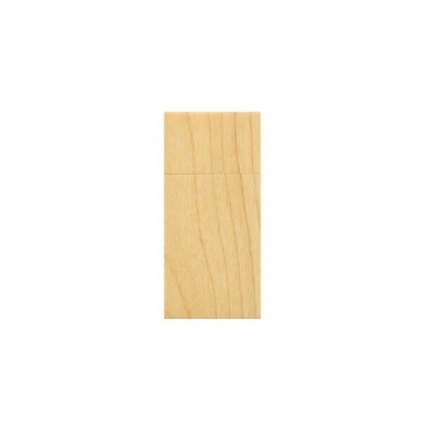 Light brown wooden USB drive WD008A with eco-style recyclable box - front