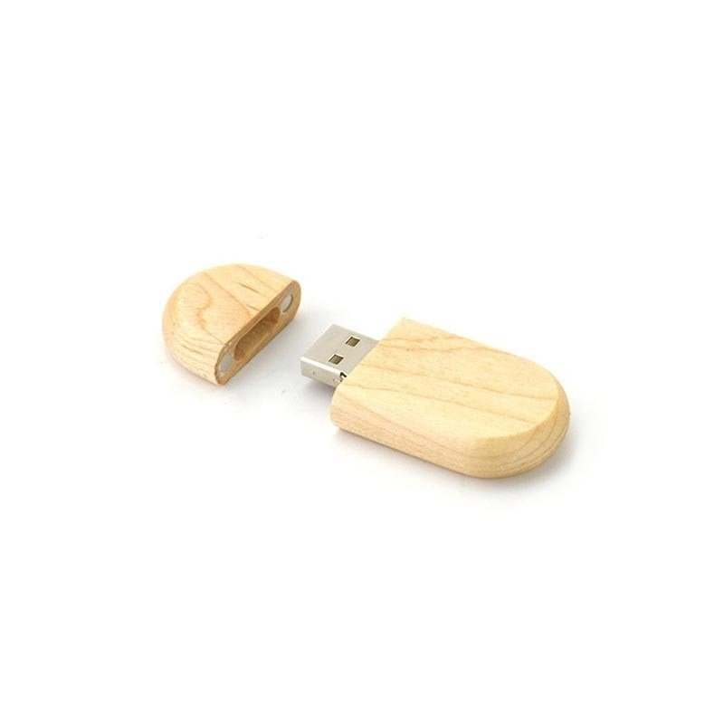 Wooden USB flash drive in light brown with eco-friendly design