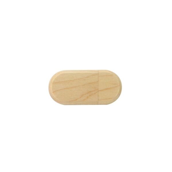 Wooden USB flash drive in light brown with eco-friendly design - closed