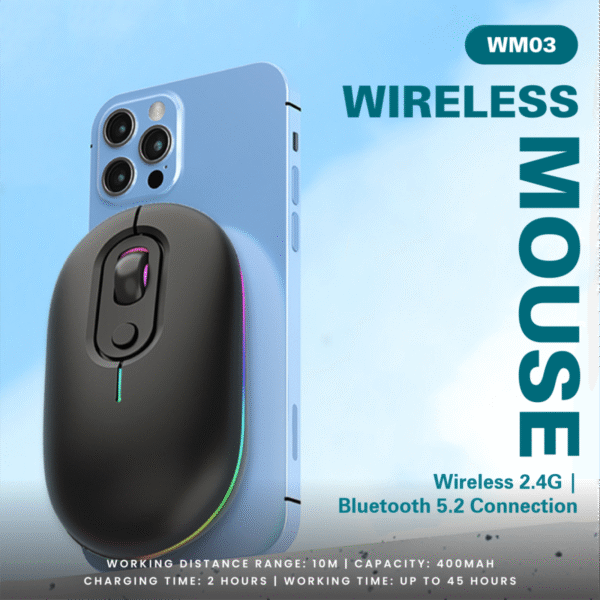 Black dual mode Bluetooth and 2.4G wireless mouse WM03 - wireless mouse