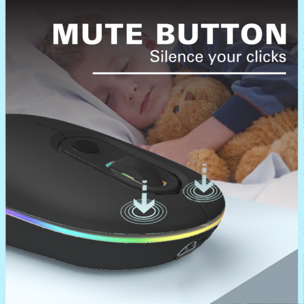 Black dual mode Bluetooth and 2.4G wireless mouse WM03 - mute button