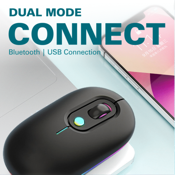 Black dual mode Bluetooth and 2.4G wireless mouse WM03 - connect