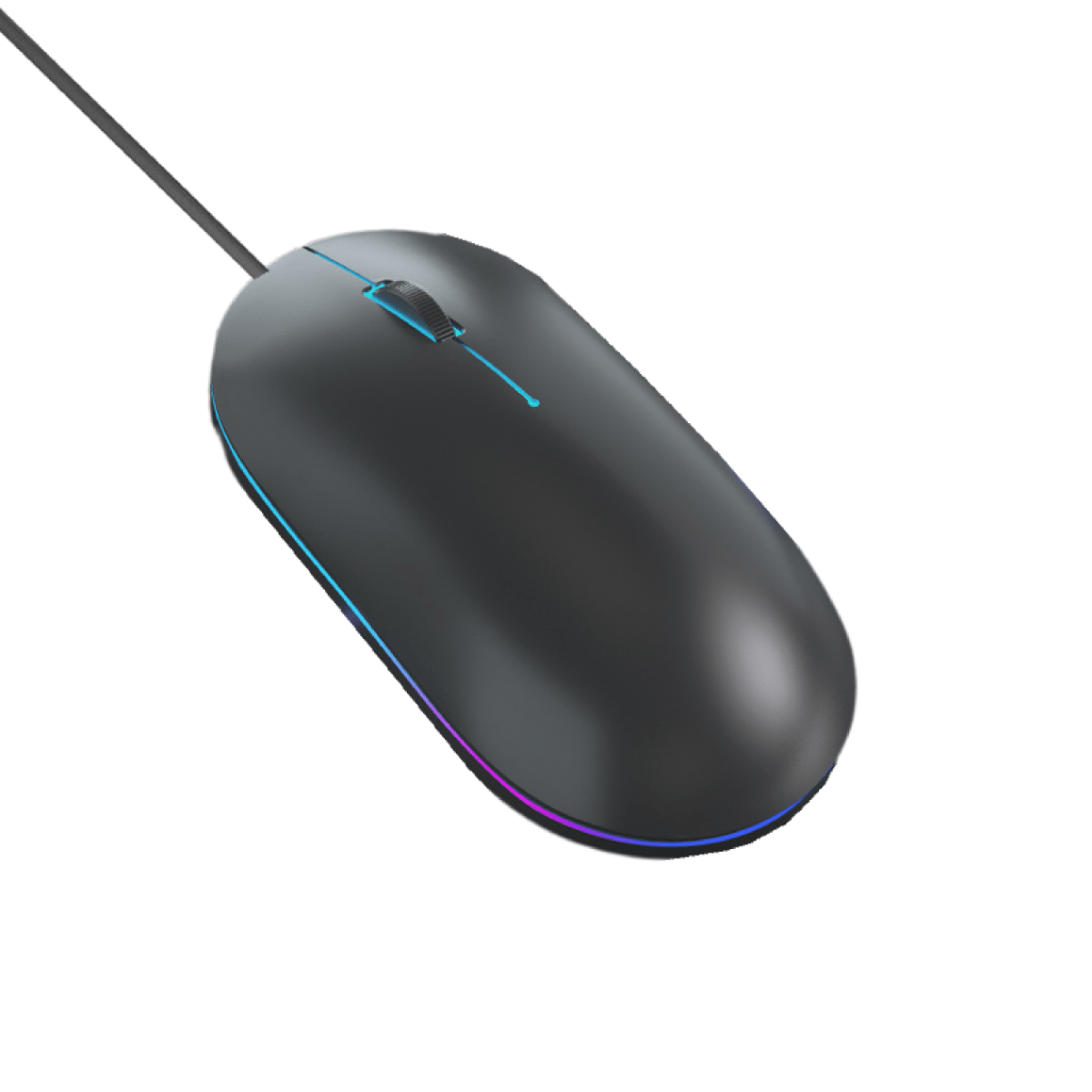 Black USB wired mouse WM11 with night light and 1.2m cable