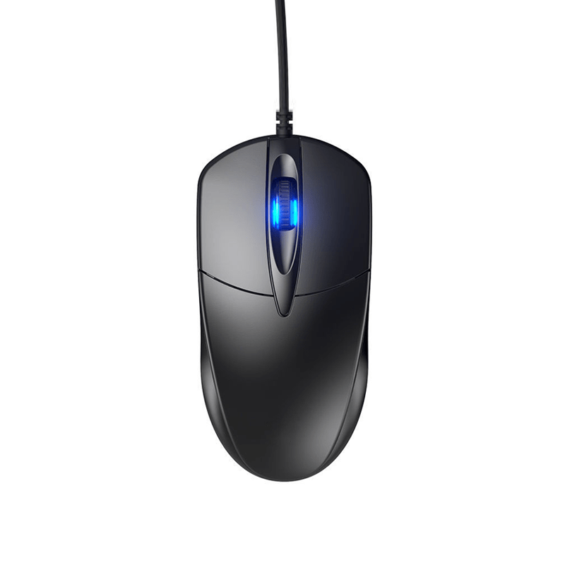 Black USB wired mouse WM12 with night light and 1.2m cable