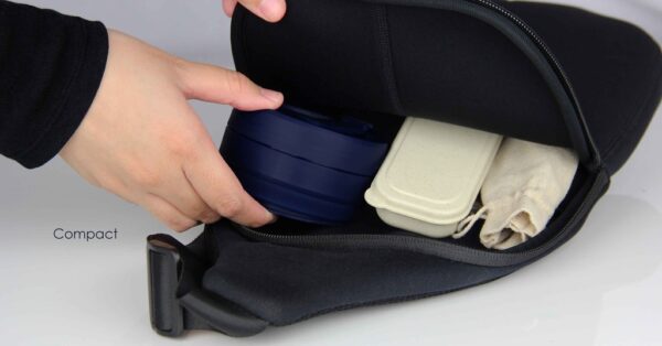 355ml collapsible silicone cup with straw and heat sleeve- Compact
