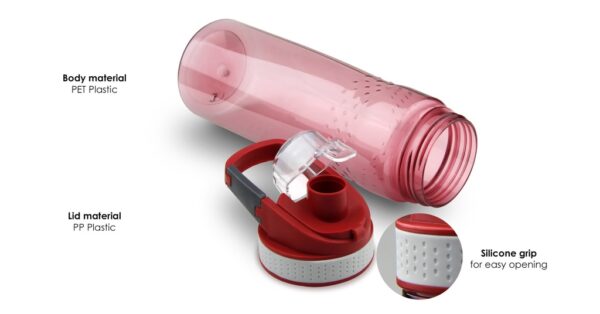 830ml PET drink bottle with flip lid and side handle- Material