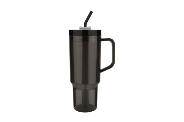 1200ml big drink tumbler with straw and screw-on lid- Black