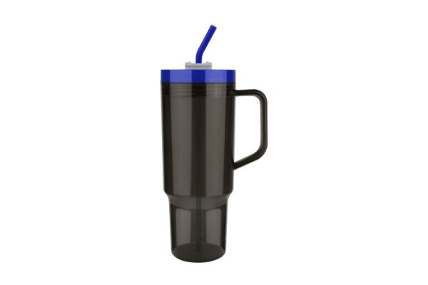 1200ml big drink tumbler with straw and screw-on lid- Blue