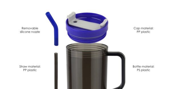 1200ml big drink tumbler with straw and screw-on lid- Material