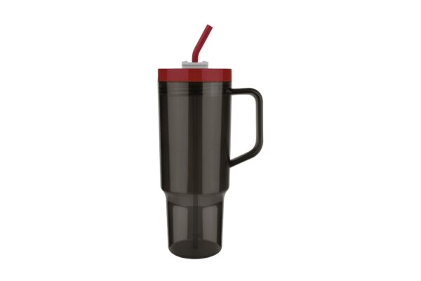 1200ml big drink tumbler with straw and screw-on lid- Red