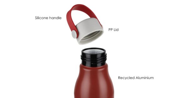 650ml recycled aluminium drink bottle with silicone strap- Material