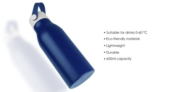 650ml recycled aluminium drink bottle with silicone strap- Product detail