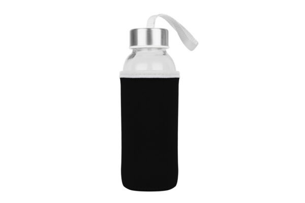 300ml glass bottle with neoprene pouch and carrying strap- Black