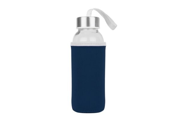 300ml glass bottle with neoprene pouch and carrying strap- Blue